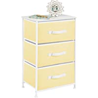 mDesign Mesita de noche con 3 cajones – Cajoneras para armarios fabricadas en tela- metal y MDF – Cómoda pequeña…